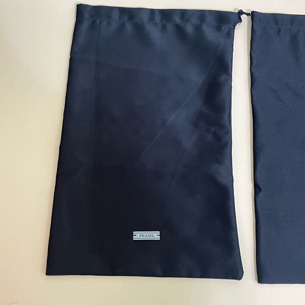 PRADA Navy Blue Satin Shoe Drawstring Dust Bags 8.5" x 13.5" Set of 2 - Picture 2 of 14